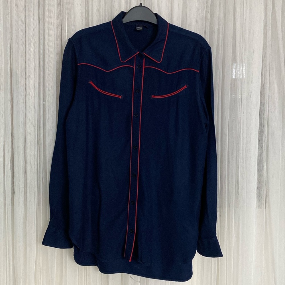 Coastal Cowgirl button down navy/red  shirt by icône for Simons Size M